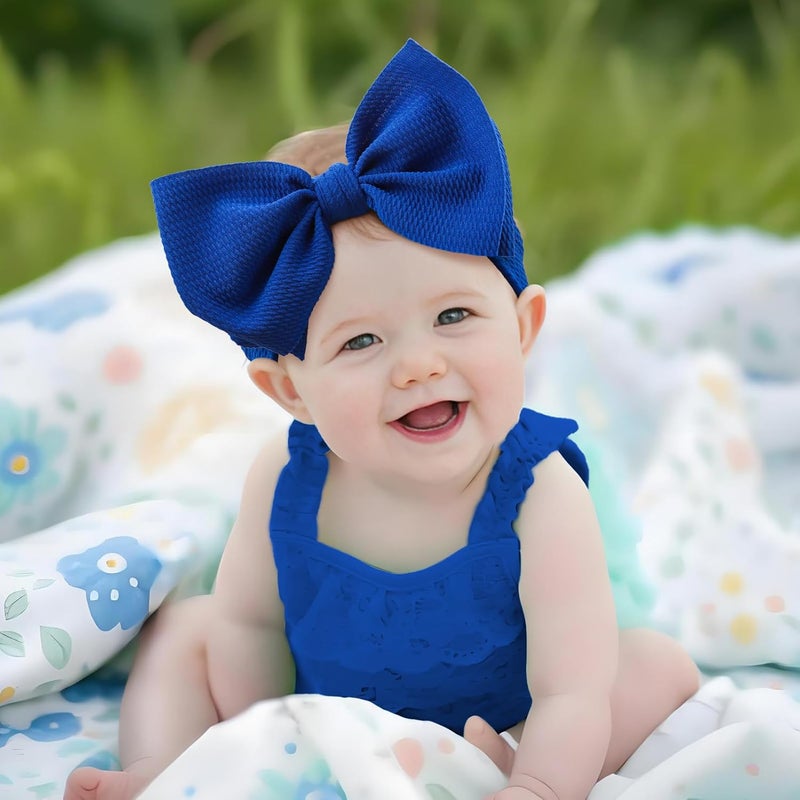 ONENINEDREAM Super Durable Soft Knot Headbands with Hair Bows Infant Toddlers Kids Hair Accessories Blue Green Headband for Newborn Baby Girls - Image 2